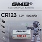 GMB CR123A 3.0V 1700mAh Літієва батарейка,  блістер